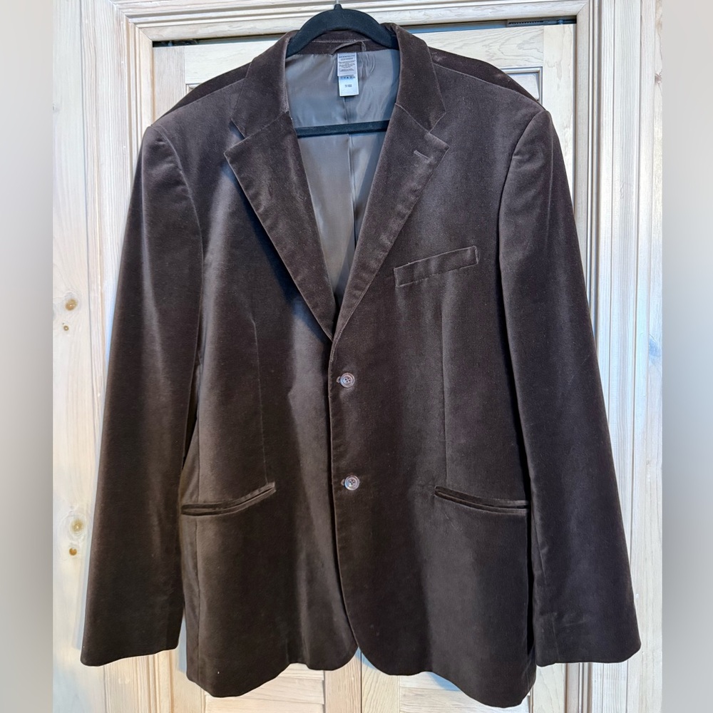 Claiborne Luxe Chocolate Brown velvet velour cotton Blazer, Sport Coat, Size XXL